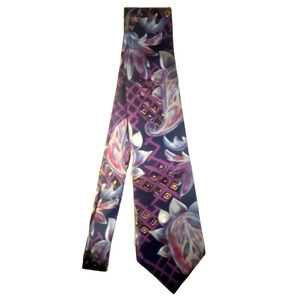 Executive Big And Tall Men's Tie Black Blue Purple 100 % Silk 60 X 3.5 USA